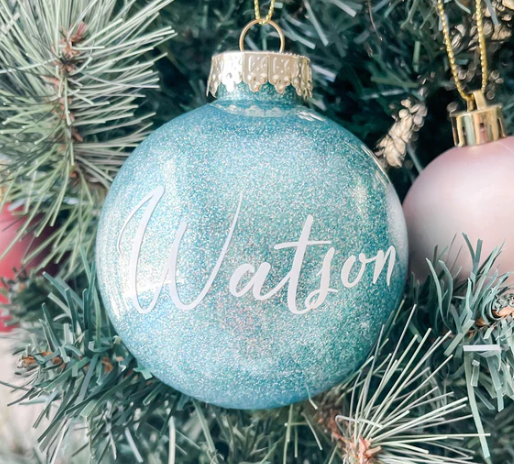 Personalised Glitter Christmas Baubles